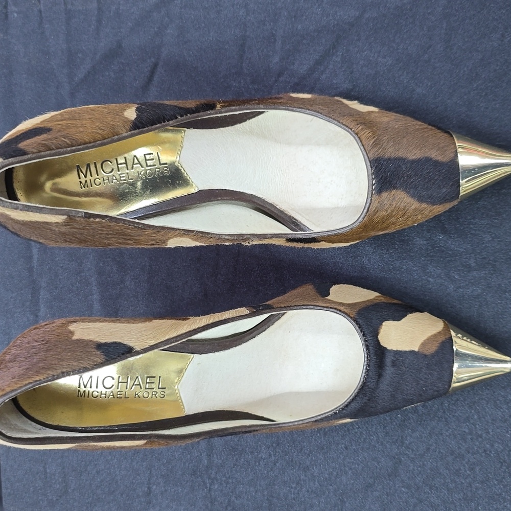 Michael Kors Brown and Gold Patterned Heels